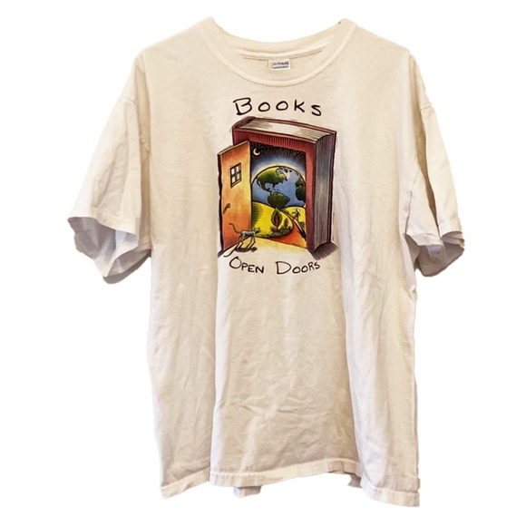 VINTAGE T SHIRT BOOKS OPEN DOORS - Picture 1 of 3